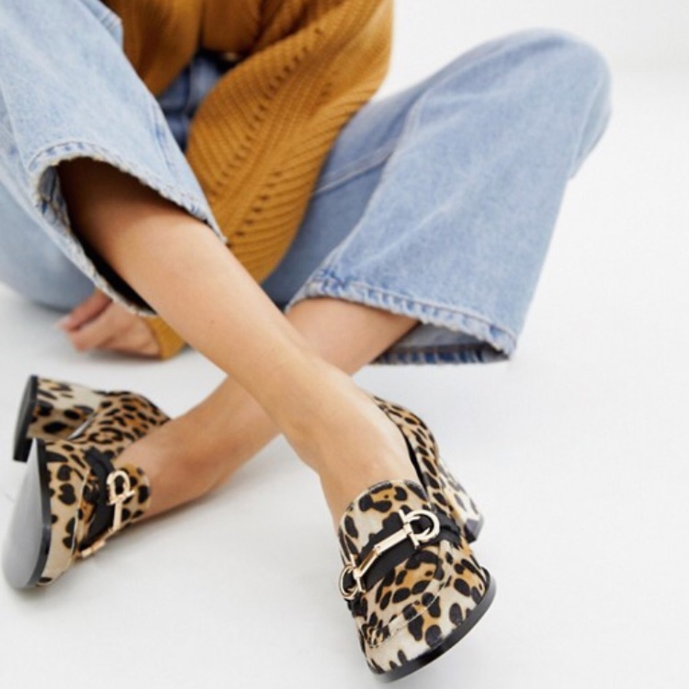 ASOS Cheetah Print Loafer Heels